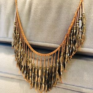 Boho chic silver fringe necklace